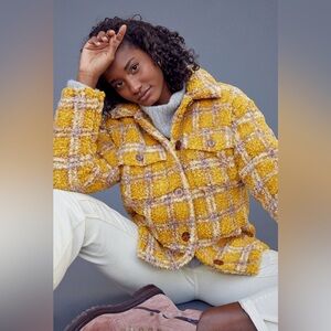 NWT Anthropologie Driftwood Ryan Plaid Sherpa Jacket, Small